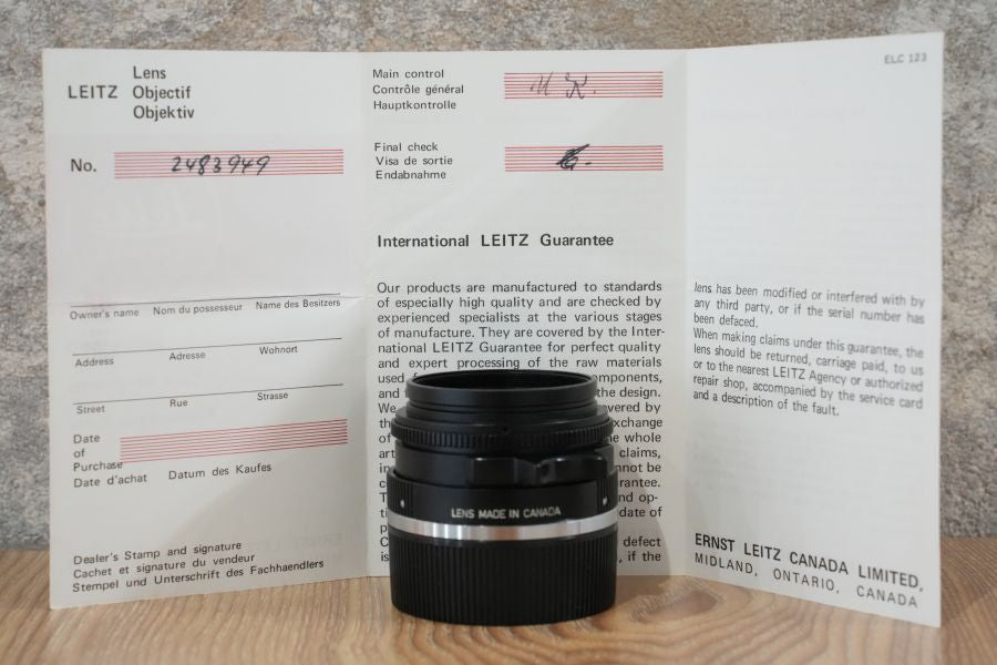 LEICA Summicron M35mm f2.0 2nd 6枚玉 1971年製 ギャラ付き メンテンス済み