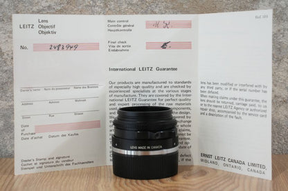 LEICA Summicron M35mm f2.0 2nd 6枚玉 1971年製 ギャラ付き メンテンス済み
