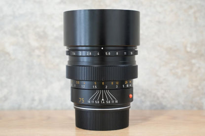 LEICA Summilux M75mm f1.4 フード組み込み メンテンス済み